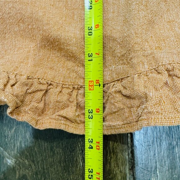 Rylee & Cru Linen/Cotton Tan/Gold Midi Peasant Skirt Ruffle Hem w/Pockets SZ M - Picture 13 of 13